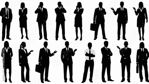 Diverse group of business professionals in silhouette form.