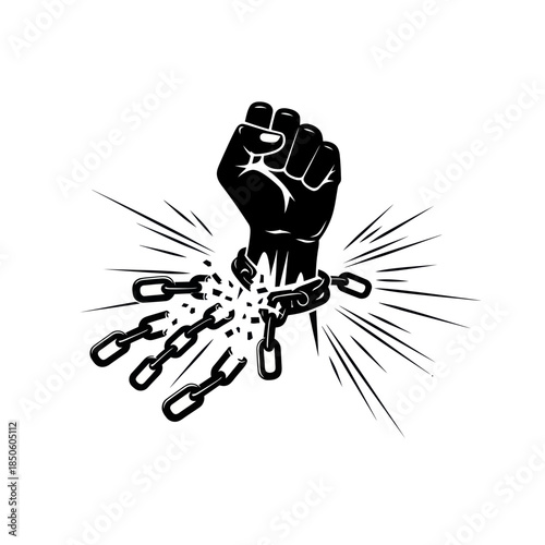 Fist Breaking Chains Symbol of Freedom and Empowerment.