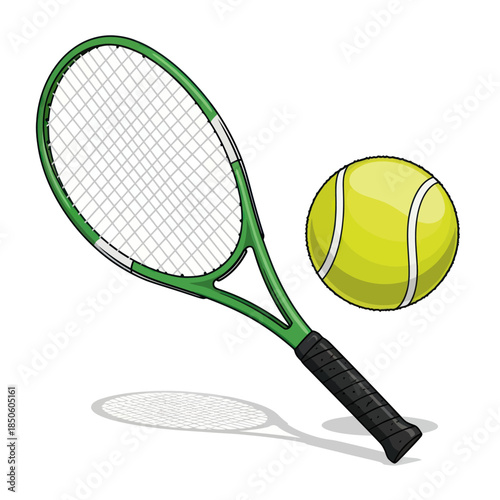 Illustration of a Tennis Racket and Ball for Sports and Recreation.