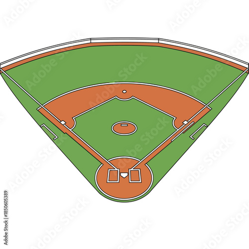 Overhead View of a Baseball Field Diagram.
