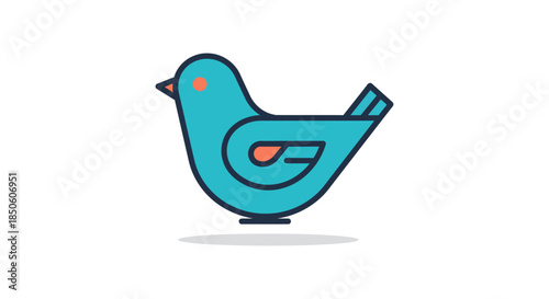 flat blue bird icon in minimalist line art style isolated vector illustration on white background for social media app branding and logo