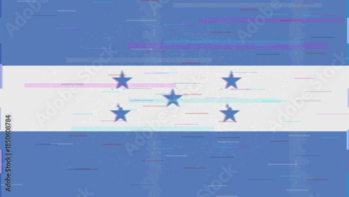Honduras glitch flag vector, RGB split distortion, digital abstract video frame illustration