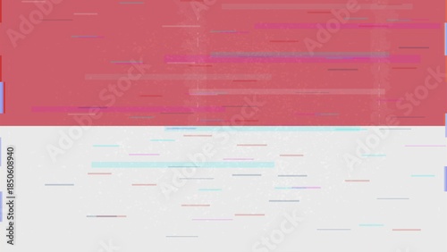 Indonesia glitch flag vector, RGB split distortion, digital abstract video frame illustration