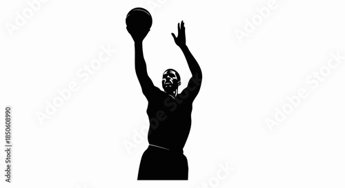 Silhouette of a basketball player shooting a jump shot.
