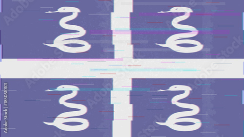 Martinique glitch flag vector, RGB split distortion, digital abstract video frame illustration