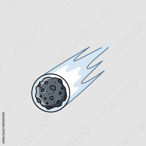 Meteoroid with tail streaks across the sky.