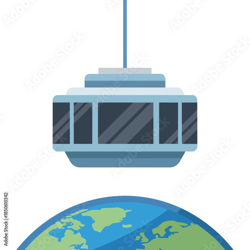 Gondola lift above the earth, representing travel and exploration.