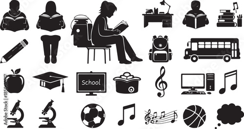 School and education icons for learning and teaching