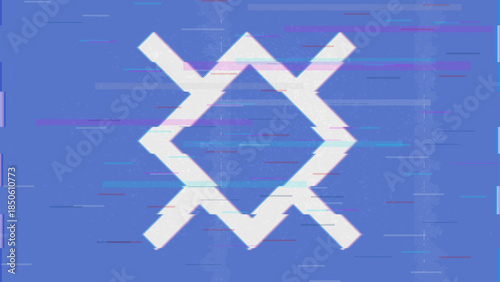 Northern Cheyenne glitch flag vector, RGB split distortion, digital abstract video frame illustration