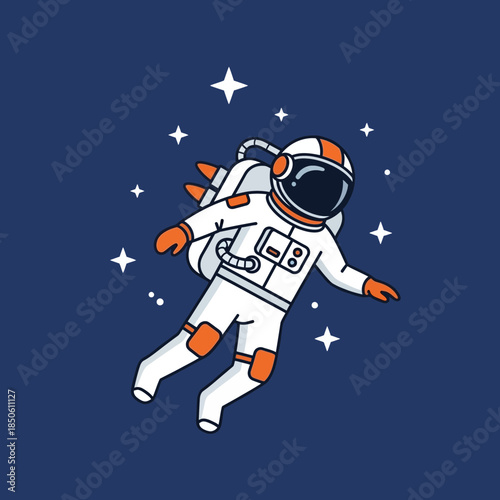 Astronaut floating in space surrounded by stars.