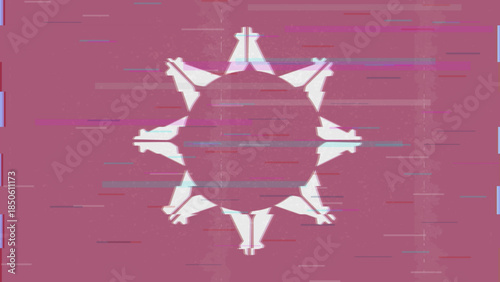 Pine Ridge glitch flag vector, RGB split distortion, digital abstract video frame illustration