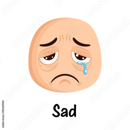 Sad Emoji with Tear Expressing Sorrow and Unhappiness.