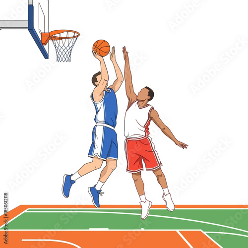 Dynamic basketball action illustration, competition, sportsmanship, achieving athletic excellence