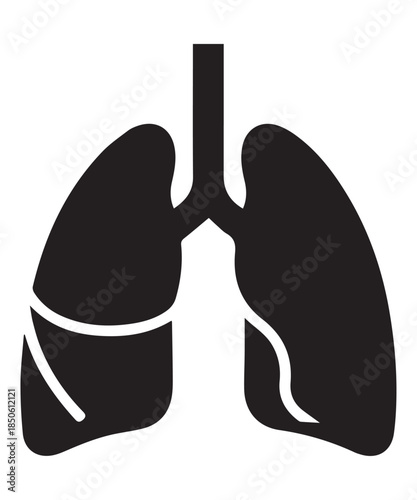 A simple silhouette icon illustrating the human lungs, representing health and anatomy