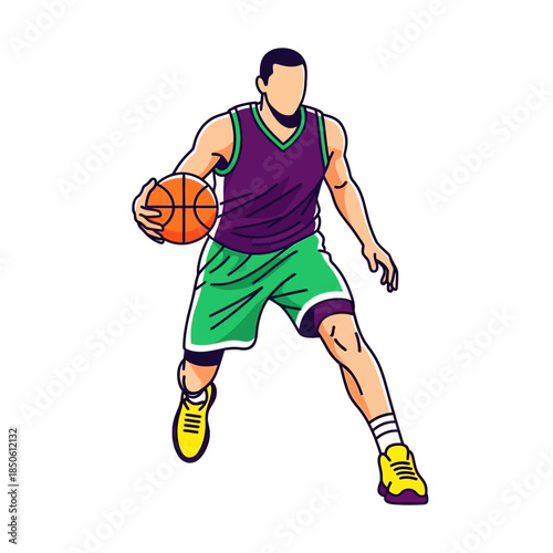 Dynamic basketball player illustration ready for the game engaging in sports activities
