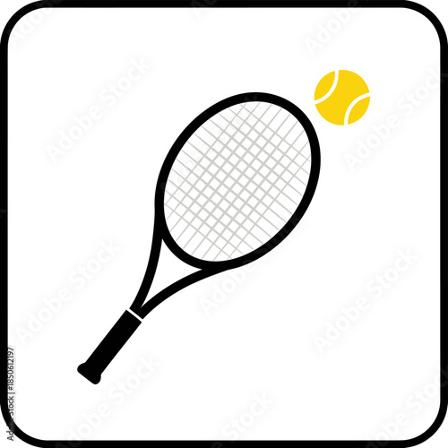 Tennis racket and ball illustration for sports and recreation 1.