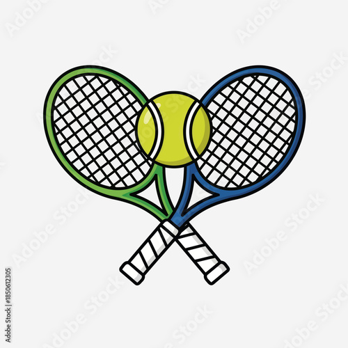Tennis Rackets and Ball Illustration Sports Equipment for Recreation.