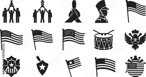 Patriotic American symbols and icons set