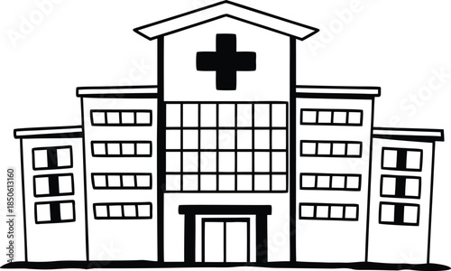 Hand drawn hospital icon perfect for health illustration and medicine infographics