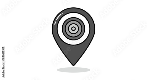 gps location pin icon with target symbol flat minimal map marker illustration on white background for navigation geotag and app ui