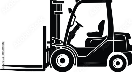 Forklift Silhouette Vector | Industrial Warehouse Vehicle Illustration