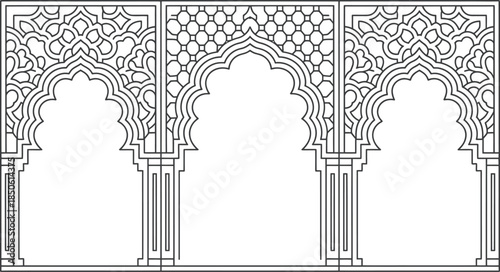 Intricate archway design with ornate patterns and details Vector illustration