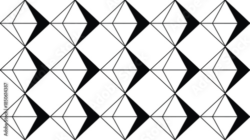 Geometric pattern with triangles and shapes in black and white Vector illustration