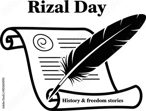 Commemorating rizal day with a historical quill pen writing on a scrolled document representing philippine heritage