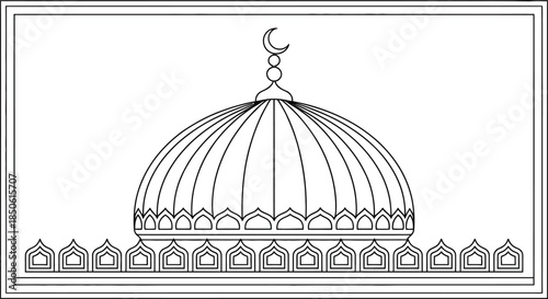 Mosque dome with crescent moon illustration Vector illustration