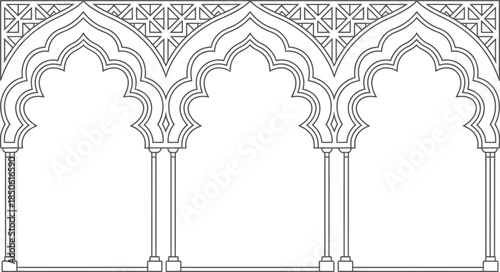 Ornate architectural arches with intricate design Vector illustration