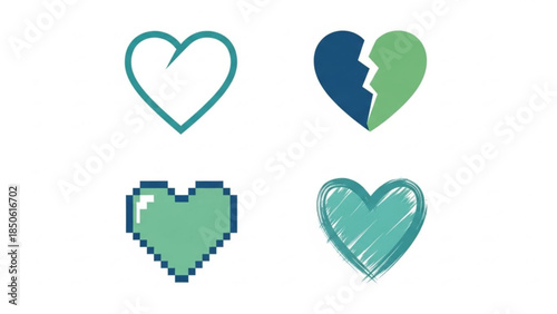 Broken Heart and Pixel Art Sticker Icons