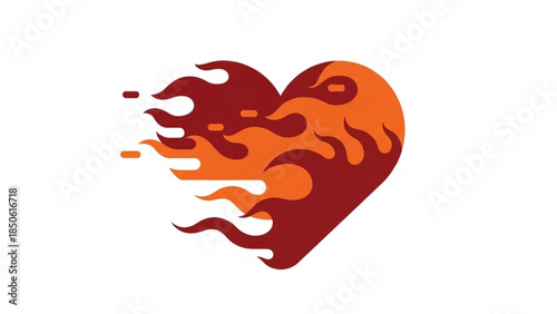 Flaming Red Heart with Fire Background