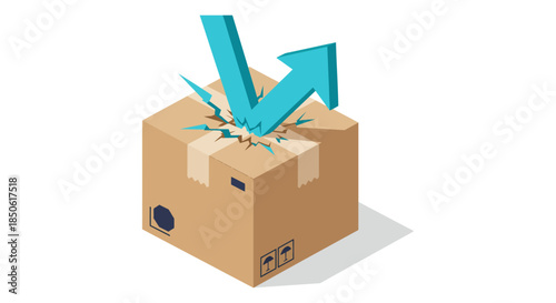 growth arrow breaking out of cardboard box creative business concept symbolizing innovation thinking and disruptive marketing success