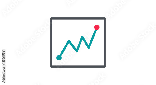 growth chart line icon showing rising analytics trend inside square frame minimalist flat illustration for business statistics dashboards