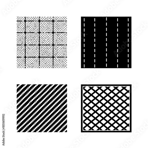 Four distinct abstract geometric patterns presented in a grid layout.