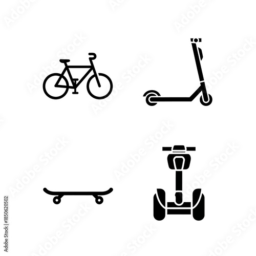 Set of four personal transportation vehicles icons.