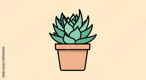Add a touch of desert charm with this potted succulent illustration bringing a modern, minimalist aesthetic to your designs and adding a calming, natural touch