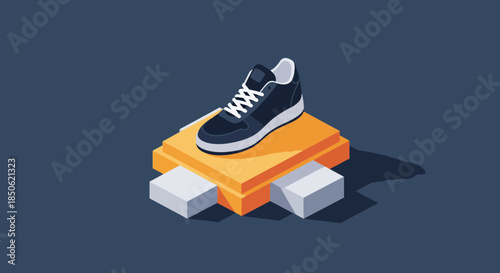 Stylish modern isometric sneaker display for dynamic marketing campaigns and creative product promotions that pop, showcasing sleek design and vibrant style