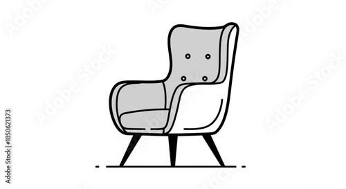 Elegant armchair illustration for modern interior design projects and home decor ideas, perfect for showcasing furniture styles and relaxation spaces