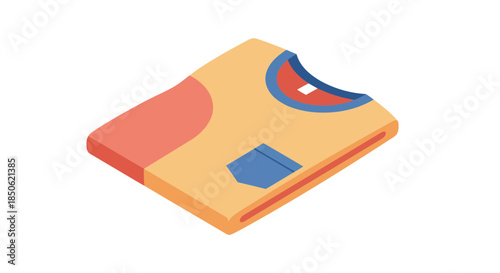 Freshly folded tee shirt with pocket in stylish color-block design ready for your next apparel or fashion project with a modern, clean aesthetic