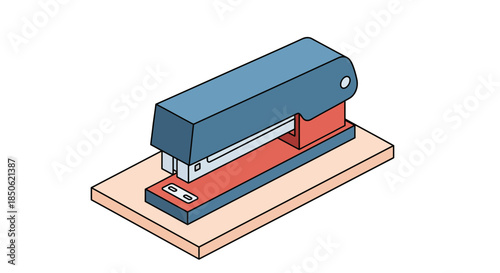 Modern isometric stapler illustration ready for office tasks, a symbol of efficiency, organization, and productivity in a clean, minimalist design