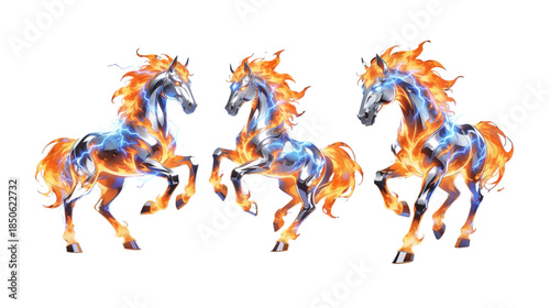 fire horse logo icon illustration set