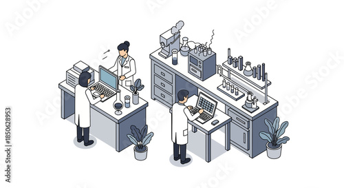 Scientists working collaboratively in a modern laboratory setting