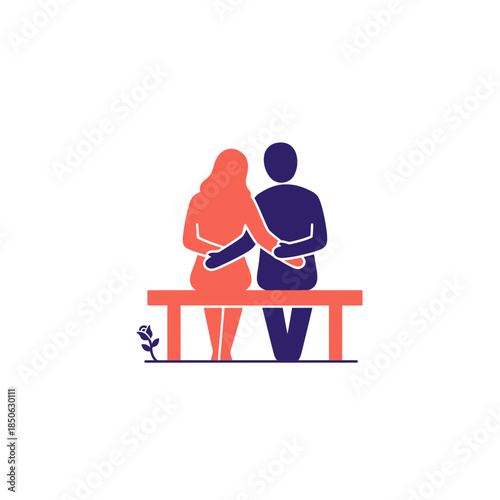 Valentine week couple silhouette on balcony railing vector illustration
