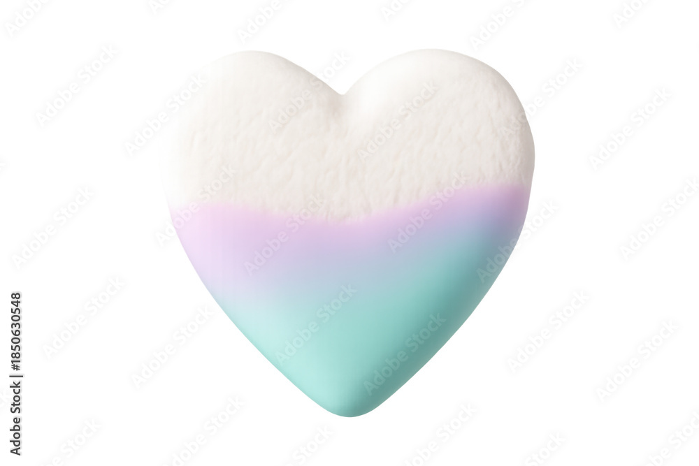 Fototapeta premium White plush heart showing soft pastel gradient colors