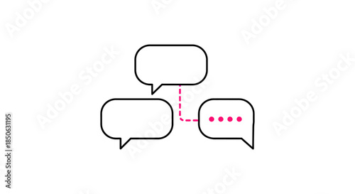 minimalist chat message bubbles connected by dotted line simple line icon for customer support feedback online communication apps