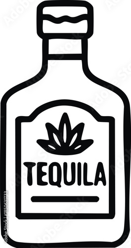 Tequila bottle line icon 