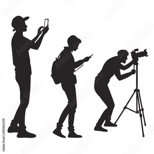 Social Media Content Creator Influencer Silhouettes Concept