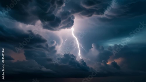 Wallpaper Mural Dramatic Lightning Strike Illuminating Dark Storm Clouds in an Atmospheric Sky Torontodigital.ca