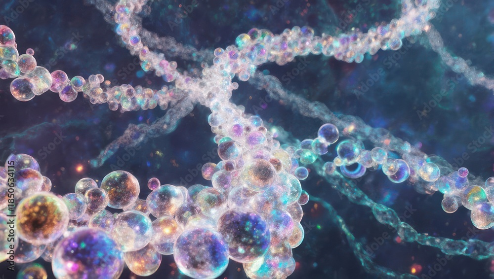 Fototapeta premium Abstract Bubbles and Chains in Cosmic Nebula.
